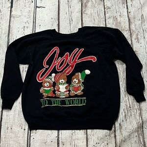 Vintage 80s Joy to the world Teddy Bear Ugly Christmas 1980s Sweatshirt